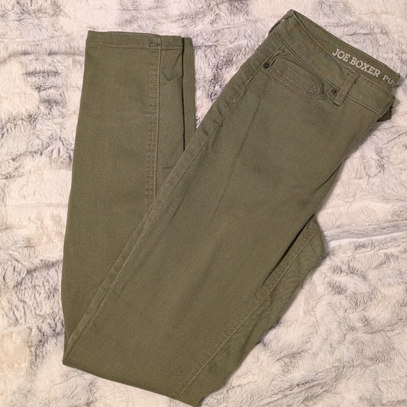 Joe Boxer Push Up Skinny Green Olive Jeggings Size 3 Juniors - Picture 1 of 5